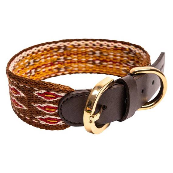 Verstellbares Hundehalsband aus Baumwolle und Apfelleder • Amal Cognac