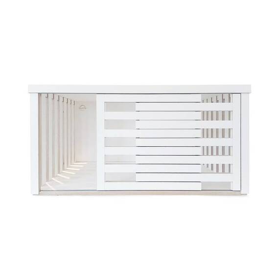 Sitzbank-Hundebox mit Schiebetür • weiß