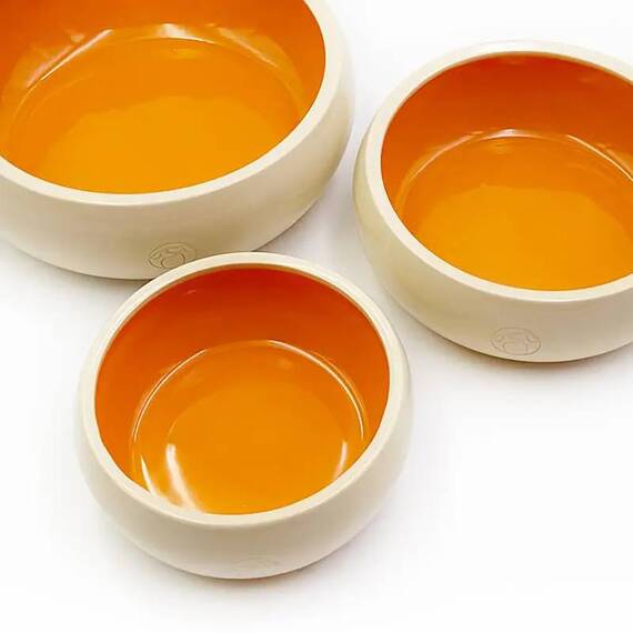 Standfester Keramik-Hundenapf • beige | orange