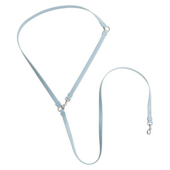 Vegane Hundeleine aus Apfelleder, blau • Kombileine CLASSY ICE SILVER
