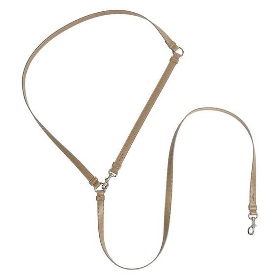 Vegane Hundeleine aus Apfelleder, beige • Kombileine CLASSY SAND SILVER
