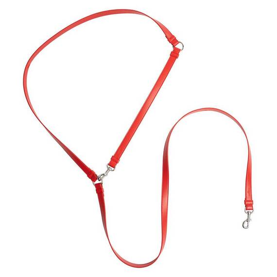 Vegane Hundeleine aus Apfelleder, rot • Kombileine CLASSY SUNSET SILVER