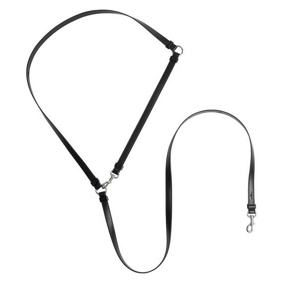 Vegane Hundeleine aus Apfelleder, schwarz • Kombileine CLASSY COAL SILVER
