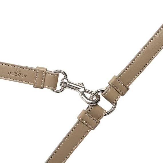 Vegane Hundeleine aus Apfelleder, beige • Kombileine CLASSY SAND SILVER