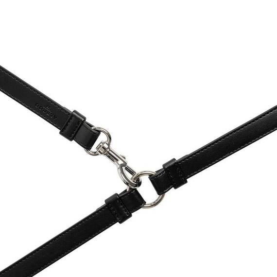 Vegane Hundeleine aus Apfelleder, schwarz • Kombileine CLASSY COAL SILVER