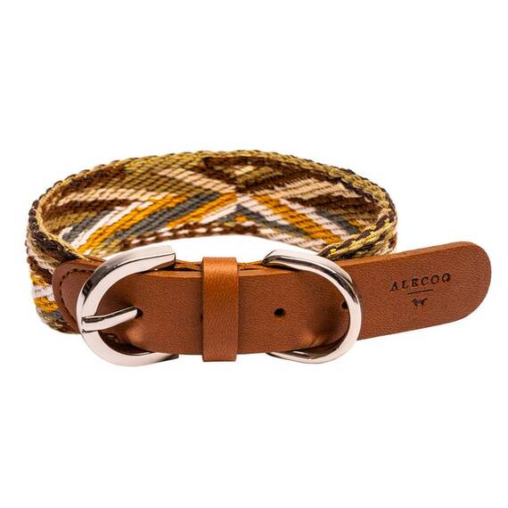 Verstellbares Hundehalsband aus Baumwolle und Apfelleder • Ananda Earth
