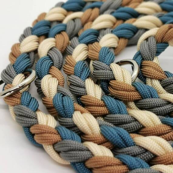 Paracord-Hundeleine, braun | blau