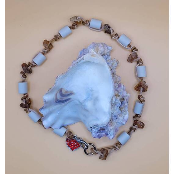 Schmuckhalsband für Hunde aus EM-Keramik und Bernstein