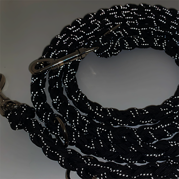 Reflektierende Hundeleine, leicht • schwarz • Paracord
