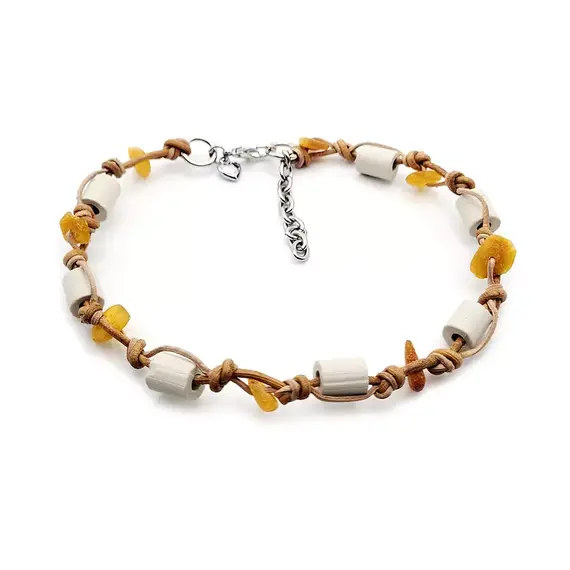 Schmuckhalsband für Hunde aus EM-Keramik und Bernstein