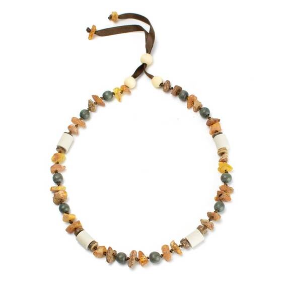 Bernsteinkette für Hunde • moosgrün