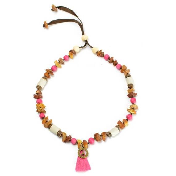 Bernsteinkette für Hunde • pink