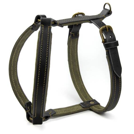 Gepolstertes Hundegeschirr Massanfertigung • Leder schwarz