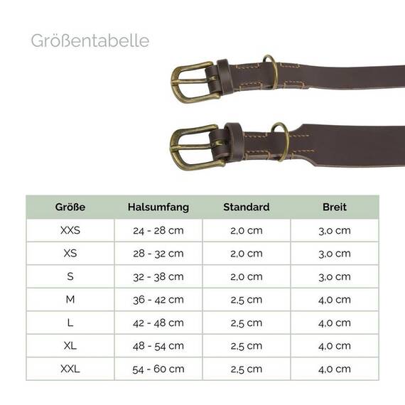Verstellbares Halsband mit Sattlernaht • Leder schwarz