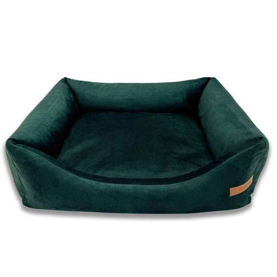 Kratzfestes Hundebett aus rPET • Samt dunkelgrün