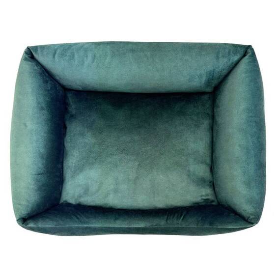 Kratzfestes Hundebett aus rPET • Samt dunkelgrün