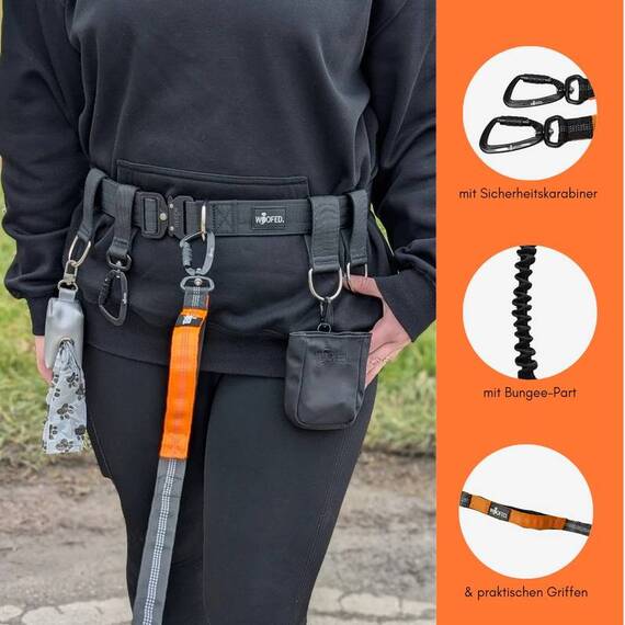 Jogging-Hundeleine gefedert mit Sicherheitskarabiner