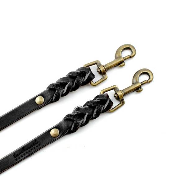 Verstellbare Hundeleine • Leder schwarz
