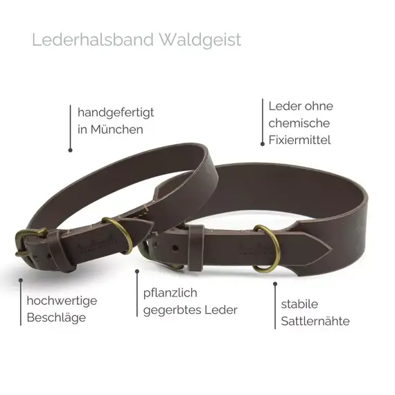 Verstellbares Halsband mit Sattlernaht • Leder dunkelbraun