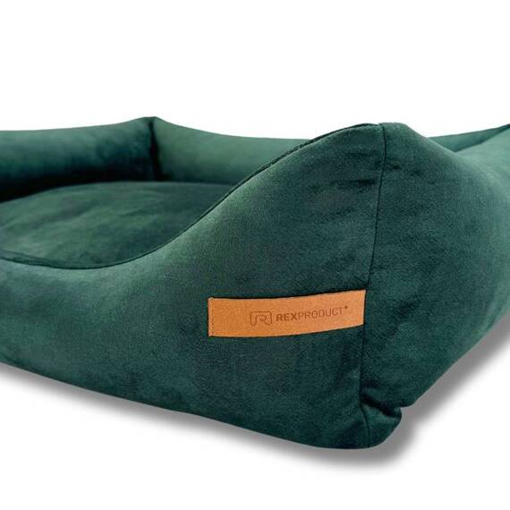 Kratzfestes Hundebett aus rPET • Samt dunkelgrün