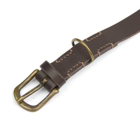 Verstellbares Halsband mit Sattlernaht • Leder dunkelbraun