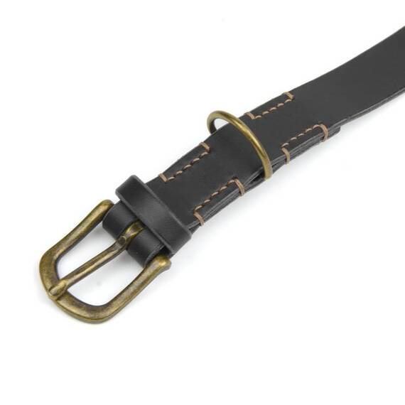 Verstellbares Halsband mit Sattlernaht • Leder schwarz