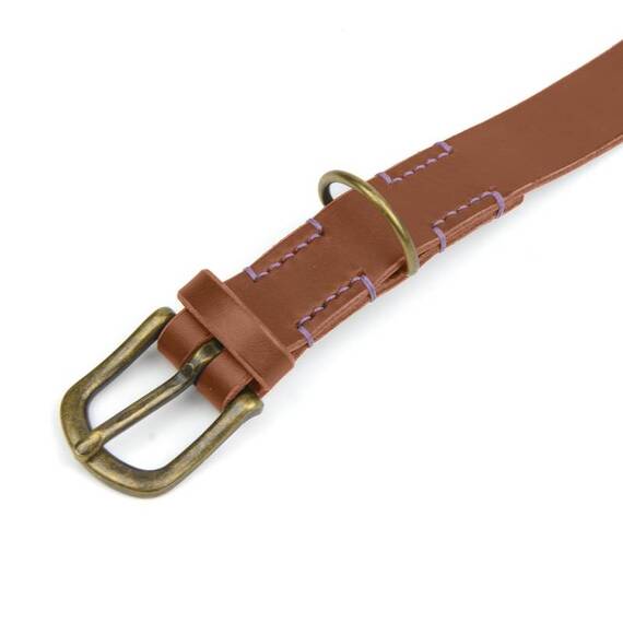 Verstellbares Halsband mit Sattlernaht • Leder braun