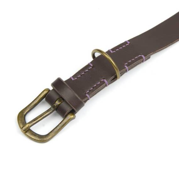 Verstellbares Halsband mit Sattlernaht • Leder dunkelbraun