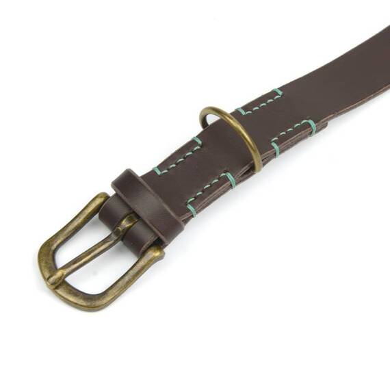 Verstellbares Halsband mit Sattlernaht • Leder dunkelbraun