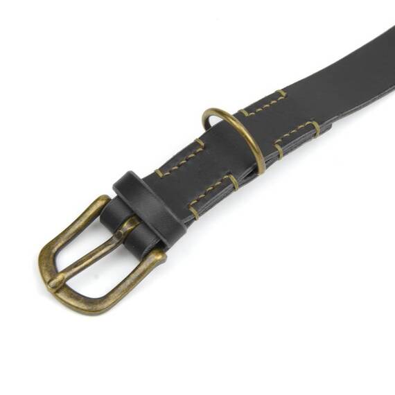 Verstellbares Halsband mit Sattlernaht • Leder schwarz