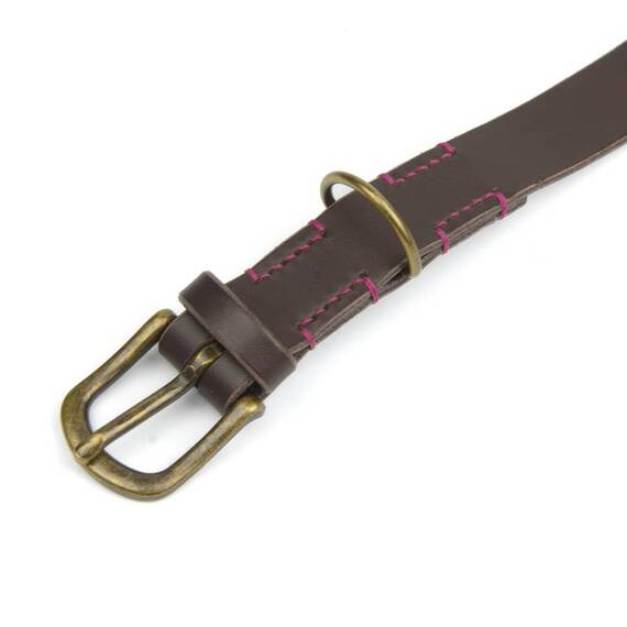 Verstellbares Halsband mit Sattlernaht • Leder dunkelbraun