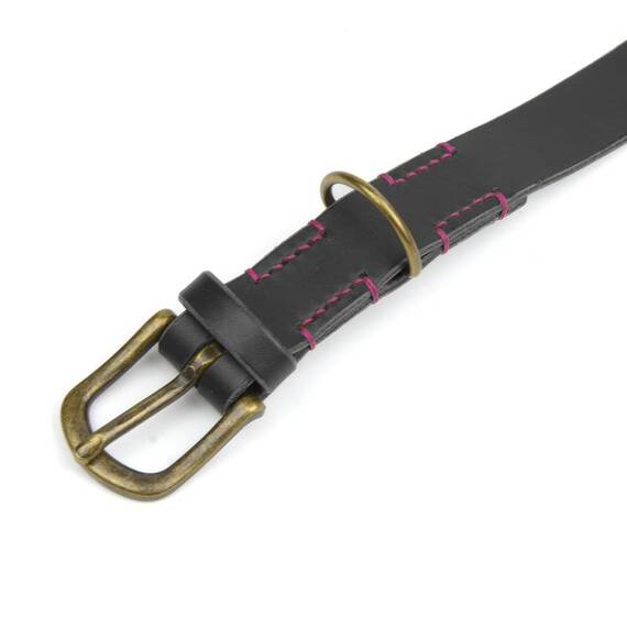 Verstellbares Halsband mit Sattlernaht • Leder schwarz