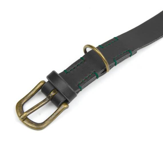 Verstellbares Halsband mit Sattlernaht • Leder schwarz