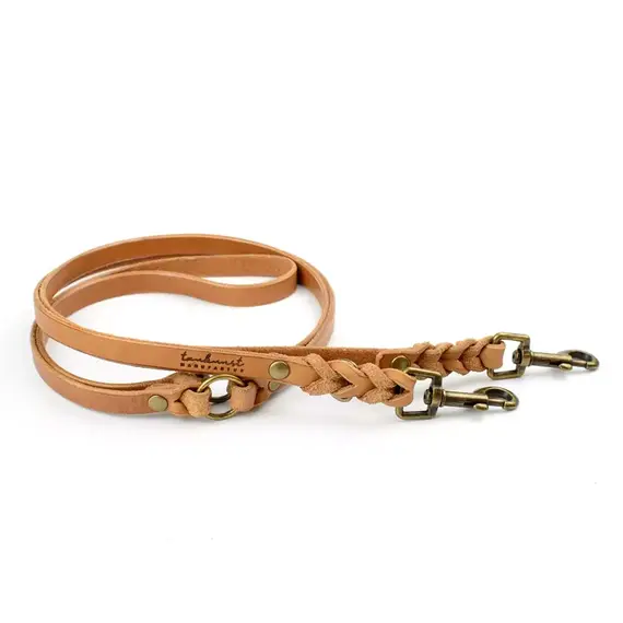 Verstellbare Hundeleine • Leder cognac