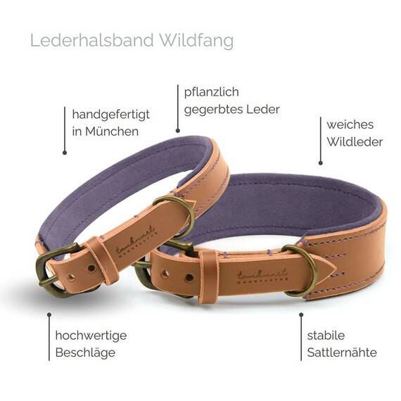 Gepolstertes Halsband • Leder cognac