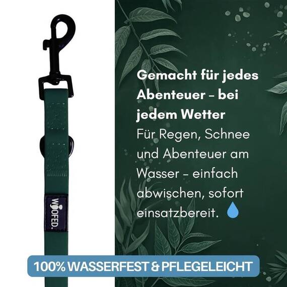 Wasserfeste Hundeleine, verstellbar • WOOFLEX® Classic Hunting Green