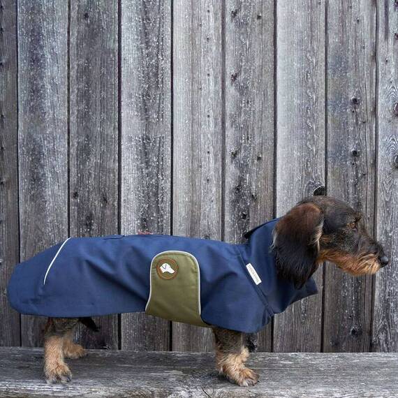 Regenmantel für Dackel, dunkelblau • Theo & Emma 'Cooper'