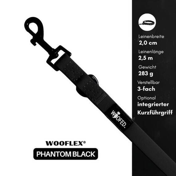 Wasserfeste Hundeleine, verstellbar • WOOFLEX® Classic Phantom Black