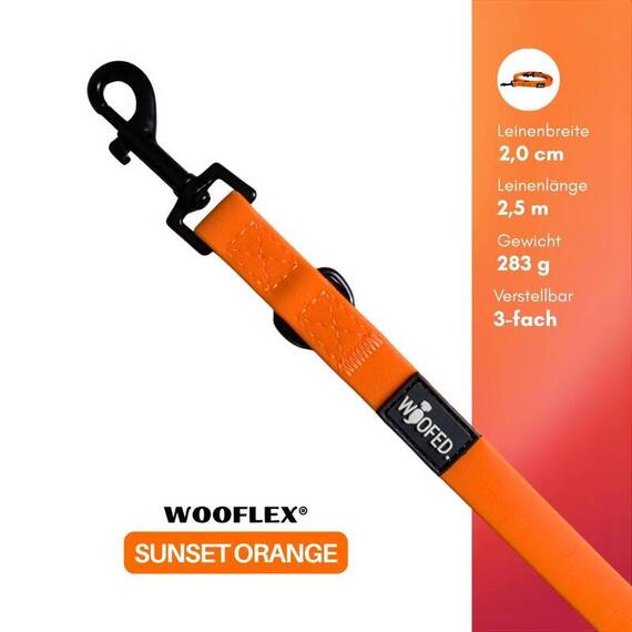 Wasserfeste Hundeleine, verstellbar • WOOFLEX® Classic Sunset Orange