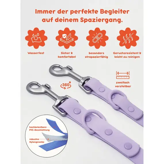 Wasserfeste Hundeleine, verstellbar ☆ blau