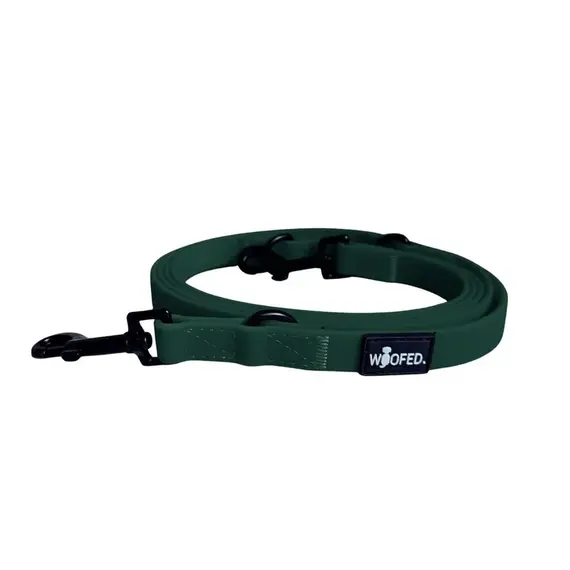 Wasserfeste Hundeleine, verstellbar • WOOFLEX® Classic Hunting Green