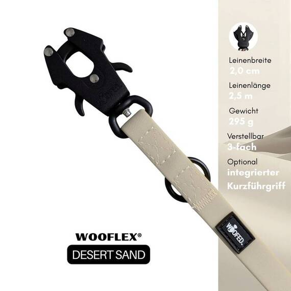 Wasserfeste Hundeleine, verstellbar • WOOFLEX® Tactical Desert Sand