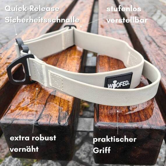Wasserfestes Hundehalsband mit Griff • WOOFLEX® Tactical Desert Sand