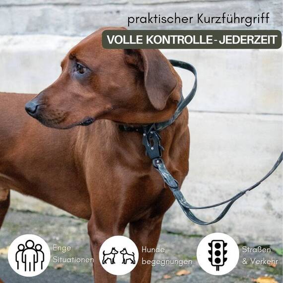 Wasserfeste Hundeleine, verstellbar • WOOFLEX® Tactical Woodland Camo