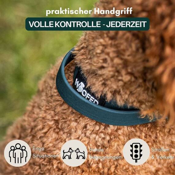 Wasserfestes Hundehalsband mit Griff • WOOFLEX® Tactical Hunting Green