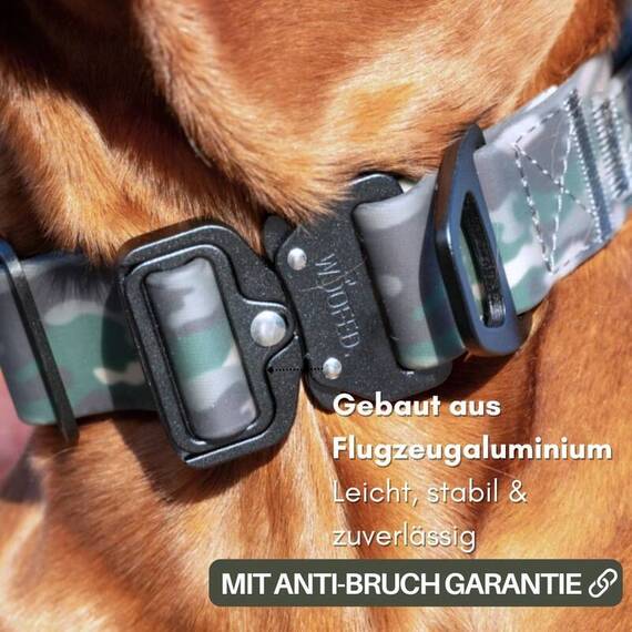 Wasserfestes Hundehalsband mit Griff • WOOFLEX® Tactical Woodland Camo