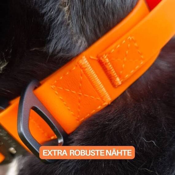 Wasserfestes Hundehalsband mit Griff • WOOFLEX® Tactical Sunset Orange
