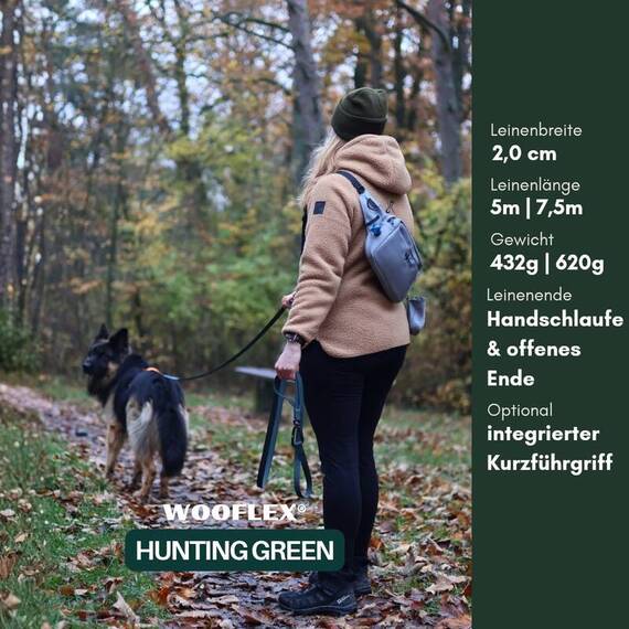 Schleppleine 5m / 7,5m • WOOFLEX® Hunting Green