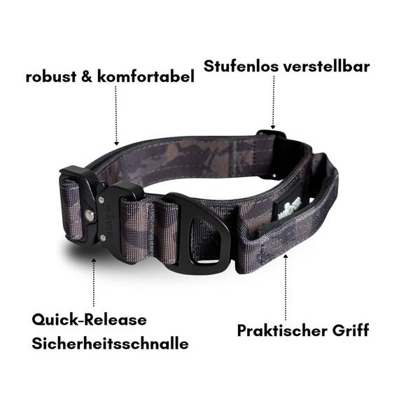 Tactical Halsband • gepolstert + verstellbar • Black Camo