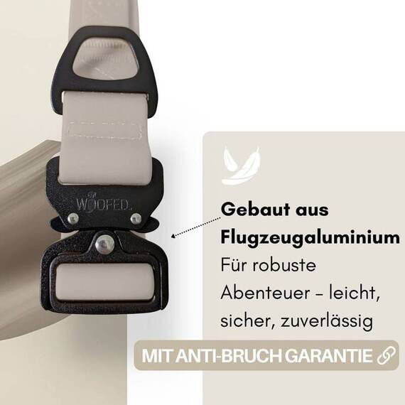 Wasserfestes Hundehalsband mit Griff • WOOFLEX® Tactical Desert Sand